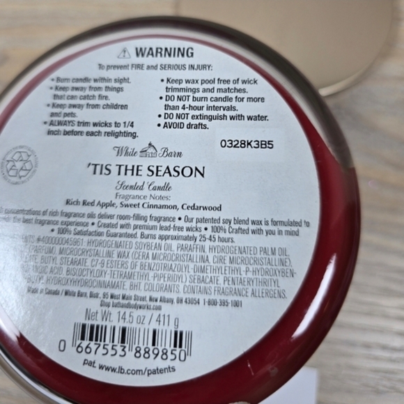 White Barn Bath & Body Works 3 Wick Candle Nwt - Picture 2 of 2